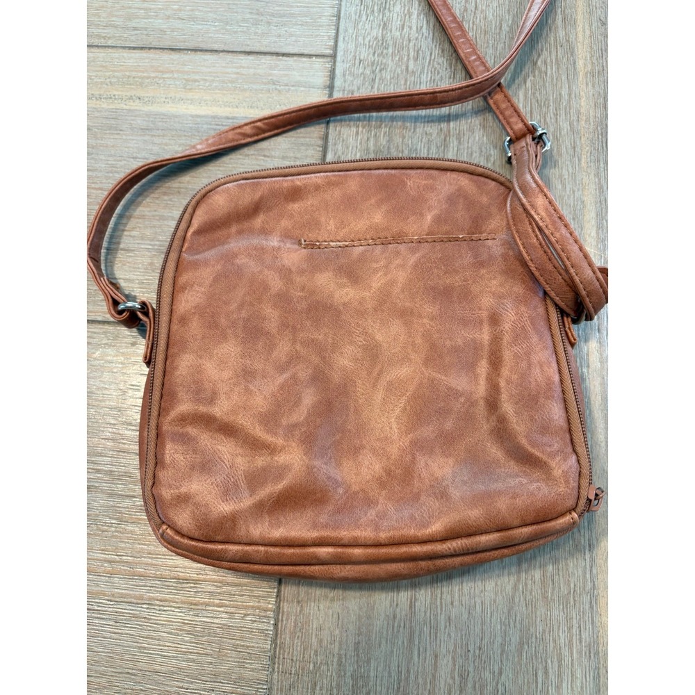 Multi Sac Brown Faux Leather Crossbody Bag‎ Organizer Multiple Pockets - Picture 4 of 8